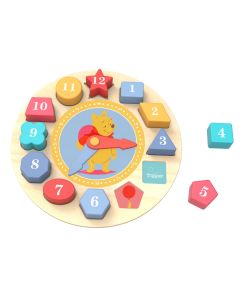 Disney Winnie the Pooh Education Clock and Shape Puzzle Wood, 13 pcs. TL005