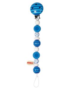 Accroche-tétine perles rayées et à pois bleu