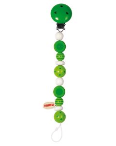 Accroche-tétine perles rayées et à pois vert