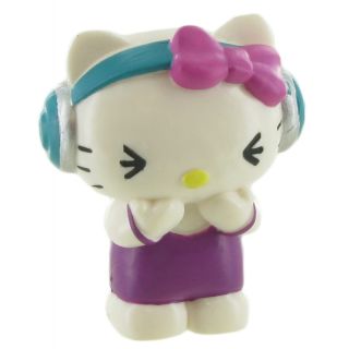 Figurine en plastique Hello Kitty ecoute de la musique