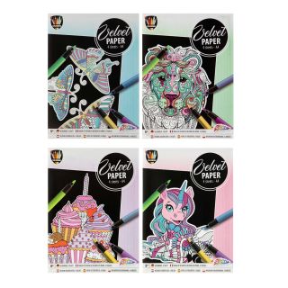 Grafix - Image de velours à décorer soi-même 4 feuilles A4 Velvet Paper modèle aléatoire