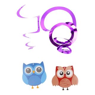Jouet-Plus Décorations à suspendre Hiboux, 6pcs