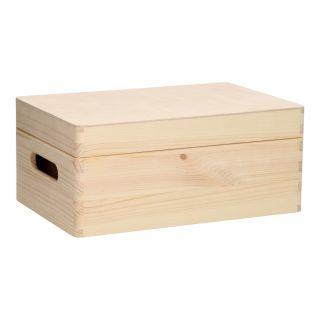 Storage Box Rectangle Flap Lid Pine Small