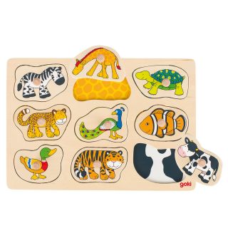 Wooden animal Bubble Puzzle, 9st.
