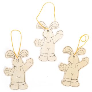 Color your own Easter Bunny pendants, 3pcs.