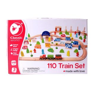 Classic World Wooden Train Set, 110 pcs.