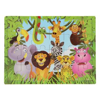 Wooden Puzzle - Cheerful Safari Animals, 24 pcs.