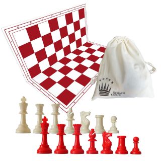 Echiquier pliable en plastique double dames rouge et blanc Francis