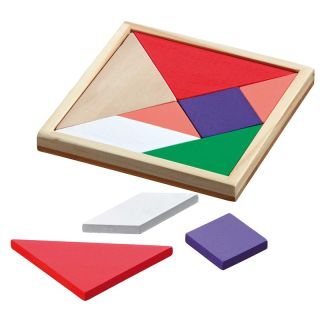 Tangram coloré en bois d'héva