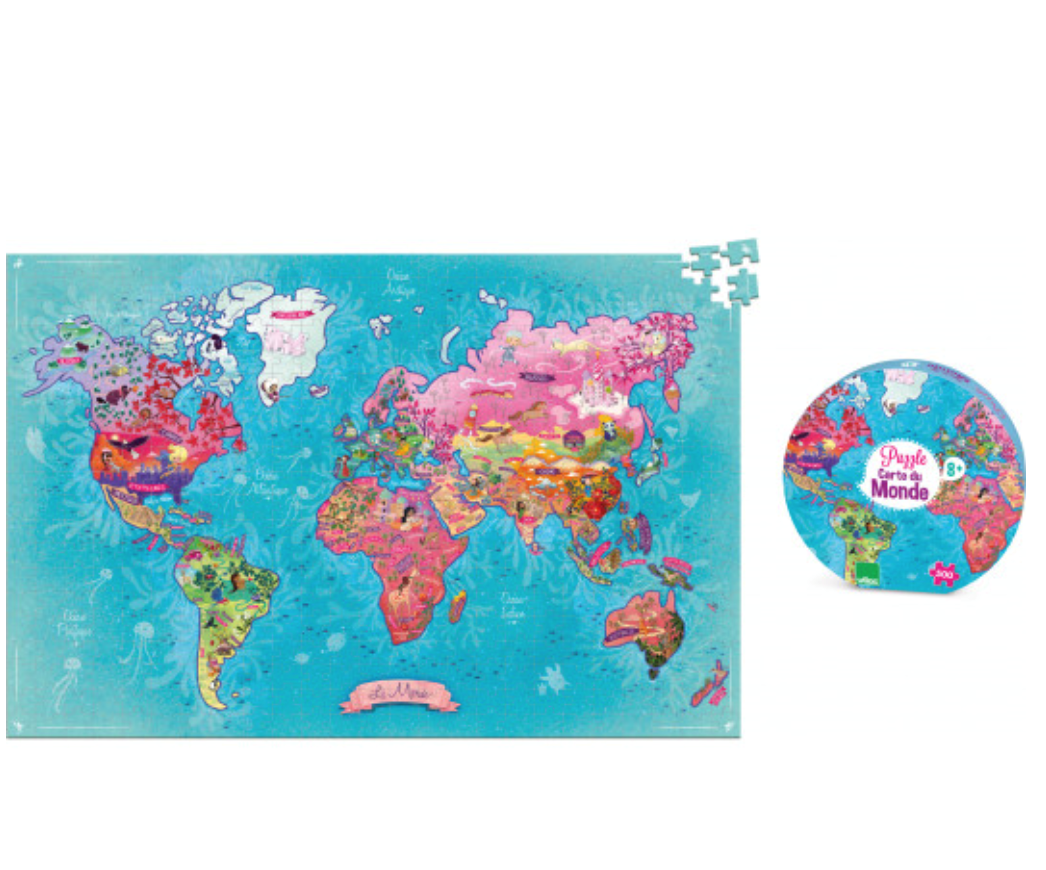 Puzzle en carton la carte du Monde poétique Maria 500 pièces – jouetprive.com